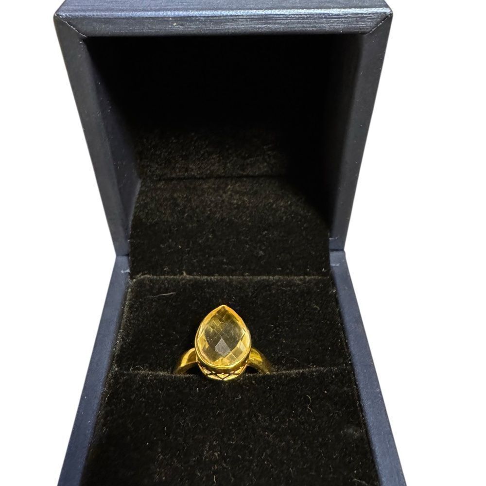 Elegant sterling Silver gold plated Teardrop Ring size 7